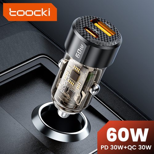 Toocki USB C + USB A autós töltő 60W átlátszó adapter (TCC60-LL01)