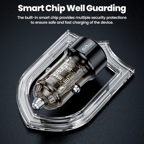 Toocki USB C + USB A autós töltő 60W átlátszó adapter (TCC60-LL01)