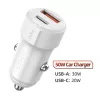 Toocki USB-C + USB A autós töltő 50W adapter (TCCAC-LL02)
