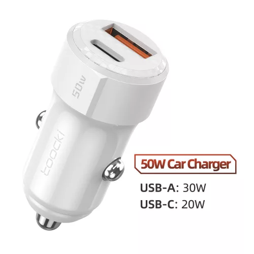 Toocki USB-C + USB A autós töltő 50W adapter (TCCAC-LL02)