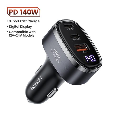 Toocki 2db USB C + USB A autós töltő 140W adapter (TCCAC-TT0H)