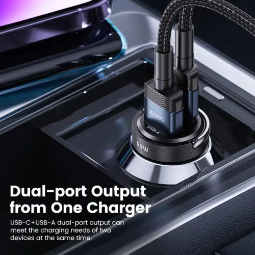 Toocki USB C + USB A autós töltő 75W átlátszó adapter (TCCAC-XJ01)