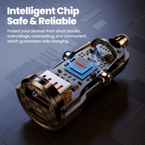 Toocki USB C + USB A autós töltő 48W adapter (TCCAC-YF01)