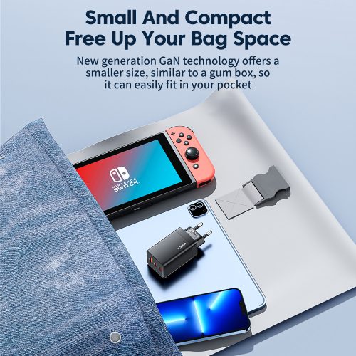 Toocki USB + 2db USB C 67W GaN gyorstöltő adapter (TCT2C1A-JCB01)