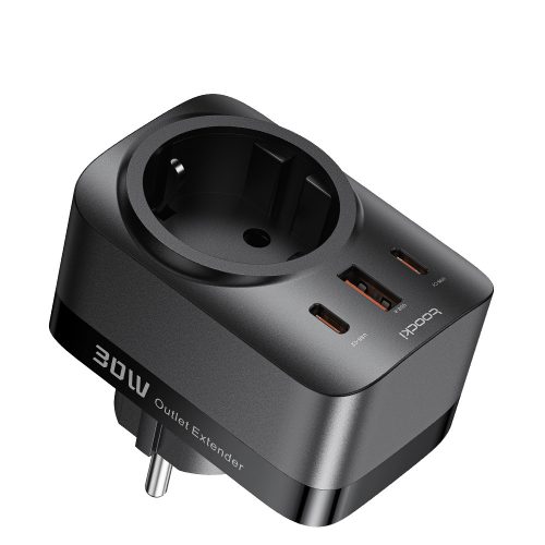 Toocki 1db USB + 2db USB C + AC kimenet 30W hálózati töltő (TCT30-XXZB01)