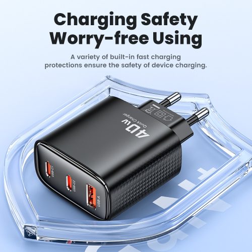 Toocki USB + 2db USB C 40W GaN gyorstöltő adapter (TCT40-XRB01)