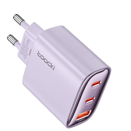 Toocki USB + 2db USB C 45W GaN gyorstöltő adapter lila (TCT45-XRB05)