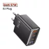 Toocki USB + 2db USB C 67W GaN gyorstöltő adapter (TCT67-XRB01)