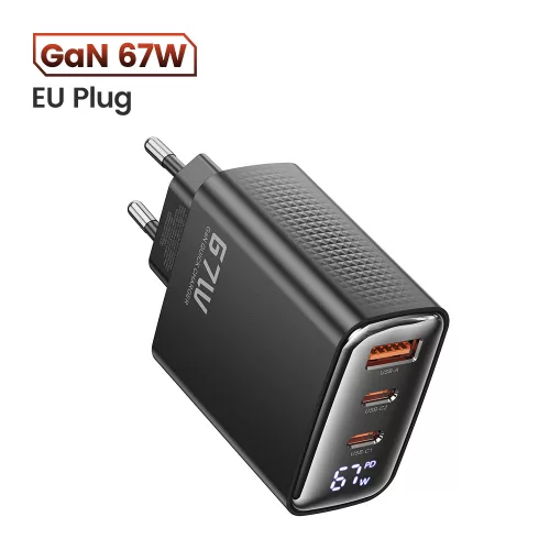 Toocki USB + 2db USB C 67W GaN gyorstöltő adapter (TCT67-XRB01)