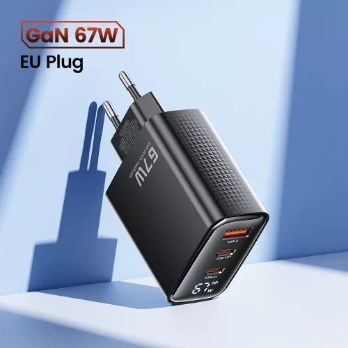 Toocki USB + 2db USB C 67W GaN gyorstöltő adapter (TCT67-XRB01)