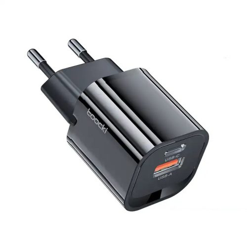 Toocki USB + USB C 33W gyorstöltő adapter fekete (TCTAC-JCB01)