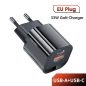 Toocki USB + USB C 33W gyorstöltő adapter fekete (TCTAC-JCB01)