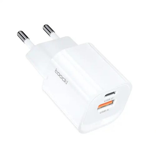 Toocki USB + Type C 33W gyorstöltő adapter fehér (TCTAC-JCB02)