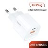 Toocki USB + Type C 33W gyorstöltő adapter fehér (TCTAC-JCB02)