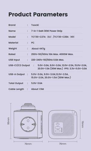 Toocki 7 az 1-ben 33W USB dokkoló állomás és elosztó (TPSDX-JZB02)