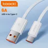 Toocki USB A - USB C 66W 6A kábel 1.5m fehér (TXCAC-YGA02)