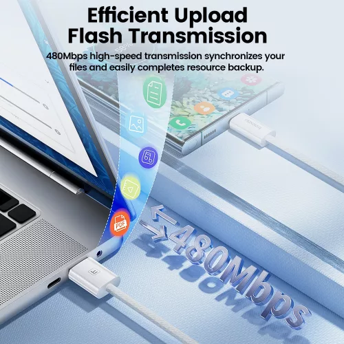 Toocki USB A - USB C 66W 6A kábel 1.5m fehér (TXCAC-YGA02)