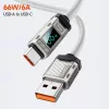 Toocki Conqueror USB-A - USB-C 66W 6A kijelzős kábel 1m fehér (TXCAC-ZFZ02)