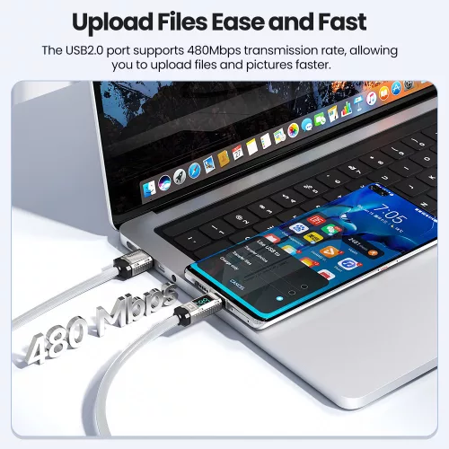 Toocki Conqueror USB-A - USB-C 66W 6A kijelzős kábel 1m fehér (TXCAC-ZFZ02)