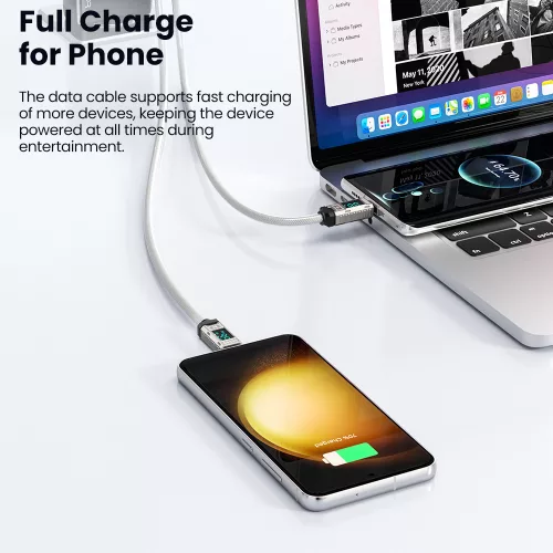 Toocki Conqueror USB-A - USB-C 66W 6A kijelzős kábel 1m fehér (TXCAC-ZFZ02)
