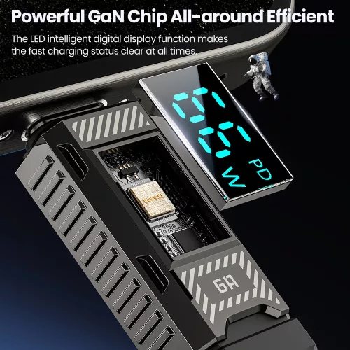 Toocki Conqueror USB-A - USB-C 66W 6A kijelzős kábel 1m fehér (TXCAC-ZFZ02)