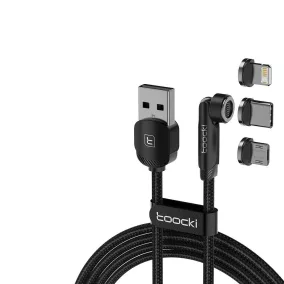   Toocki mágneses töltő- és adatkábel 3 féle fejjel 1m fekete (TXCDZ3T-LY01)