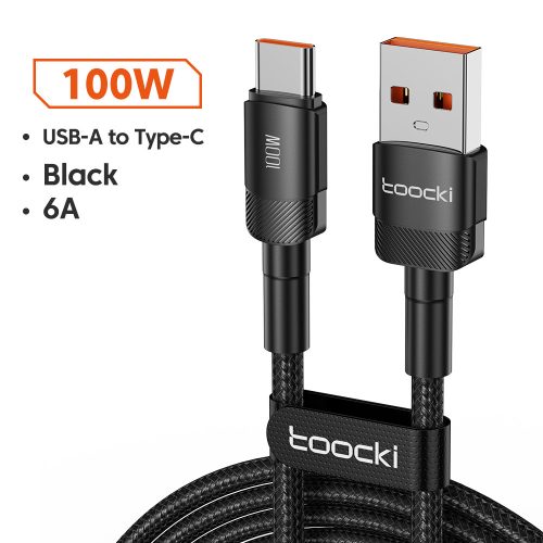 Toocki USB A - USB C 100W 6A kábel 2m fekete (TXCT-HYA01)