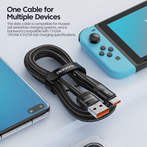 Toocki USB A - USB C 100W 6A kábel 2m fekete (TXCT-HYA01)