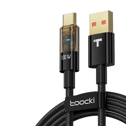 Toocki USB A - USB Type C 100W 5A kábel 2m fekete átlátszó (TXCT-XJA01)