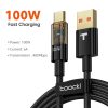 Toocki USB A - USB Type C 100W 5A kábel 2m fekete átlátszó (TXCT-XJA01)