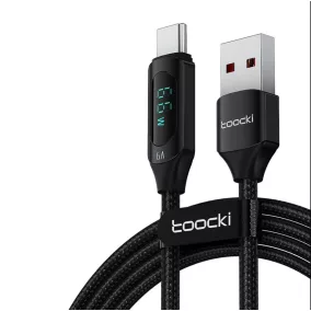   Toocki USB A - USB C 66W 6A kábel digitális kijelzővel 1m (TXCT-XY01)
