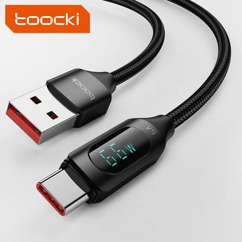 Toocki USB A - USB C 66W 6A kábel digitális kijelzővel 1m (TXCT-XY01)