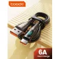   Toocki USB-A - USB-C gyorstöltő kábel kijelzővel 66W 2m fekete (TXCT-XY2A01)