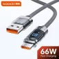   Toocki USB A - USB C 66W 6A kábel digitális kijelzővel 1m (TXCT-ZX0G)