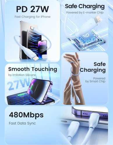 Toocki USB C - Lightning PD 27W kábel 1m pink (TXCTL-RL04M)