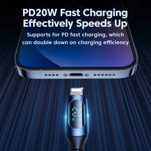 Toocki USB C - Lightning PD 20W kábel 1m digitális kijelzővel (TXCTL-XY01-20)