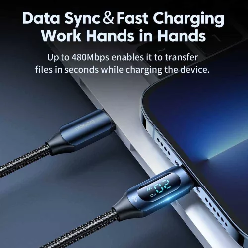 Toocki USB C - Lightning PD 20W kábel 1m digitális kijelzővel (TXCTL-XY01-20)