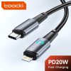 Toocki USB Type C - Lightning PD 20W kábel 2m fekete (TXCTL-YYA01)