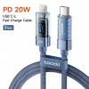 Toocki USB C - Lightning PD 20W kábel 1m digitális kijelzővel kék (TXCTL-ZX0G)