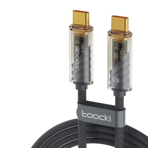 Toocki USB C 5A 100W kábel 2m fekete átlátszó (TXCTT1-JDA0G)