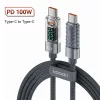 Toocki Prémium USB C 5A 100W kábel 1m digitális kijelzővel (TXCTT1-ZX0G)