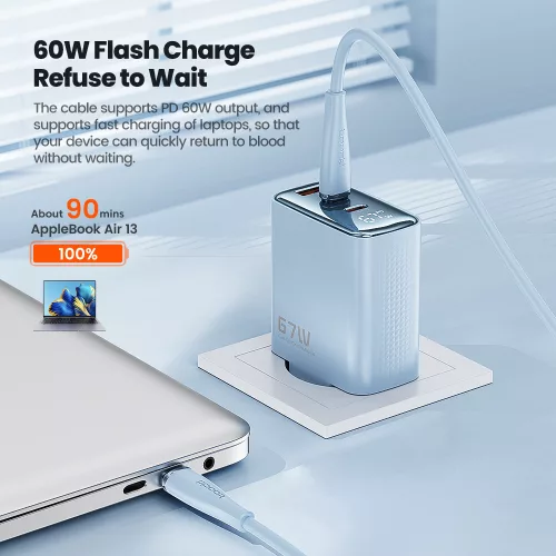 Toocki USB C 5A 60W kábel 1m lila (TXCTT2- XJ05M)