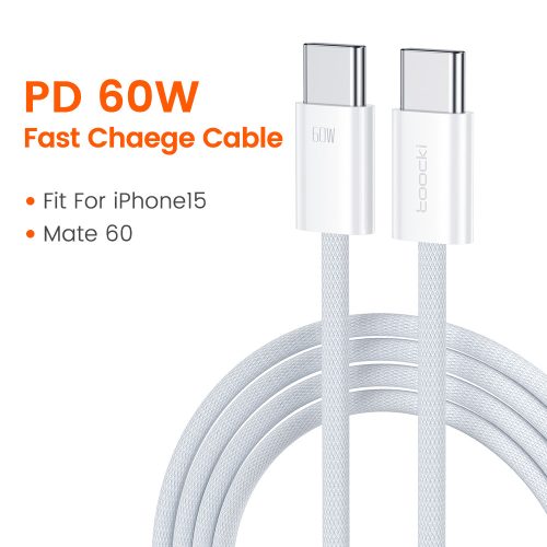 Toocki USB C 5A 60W kábel 1m fehér (TXCTT2-YS02)
