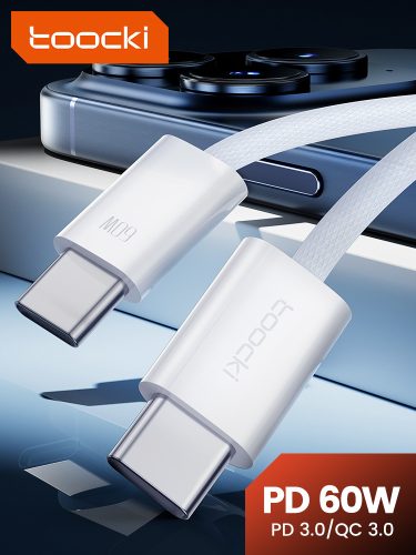 Toocki USB C 5A 60W kábel 1m fehér (TXCTT2-YS02)
