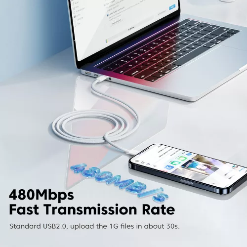 Toocki USB-C 5A 60W kábel 1m fehér (TXCTT2-YS02)