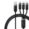Toocki 3 az 1-ben USB-C / Lightning / Micro 6A 66W kábel 1.2m fekete (TXCX-LX03)