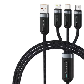   Toocki 3 az 1-ben USB C / Lightning / Micro 6A 66W kábel 1.2m fekete (TXCX-LX03)