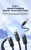 Toocki 3 az 1-ben USB-C / Lightning / Micro 6A 66W kábel 1.2m fekete (TXCX-LX03)