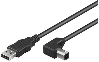 Microconnect USB 2.0 AB nyomtató kábel 90 fokos 2m (USBAB2ANGLED)