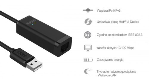 Unitek Prémium USB 2.0 to RJ45 Ethernet konverter (Y-1468)